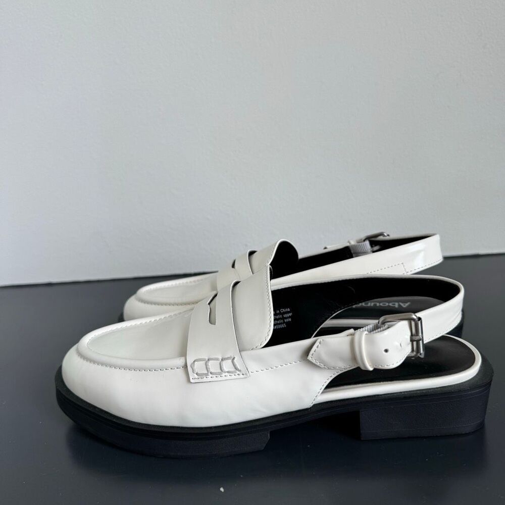 NEW Abound Patent White Sling Back Chunky Preppy Loafer Size 7 M Y2K - Picture 3 of 5